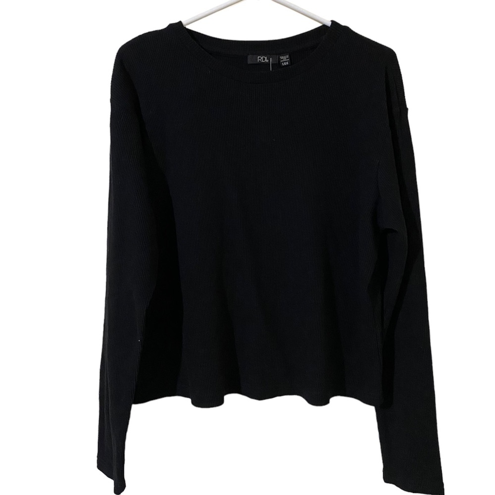 RDI Women's Pull Over Black Long Sleeve Sweatshirt Crew Neck Size L
